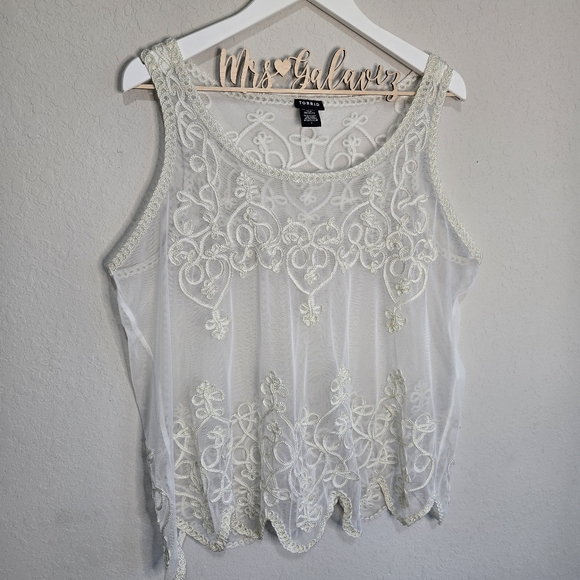 Torrid Sheer Lace Sleeveless Top- Size 1 - Picture 2 of 6